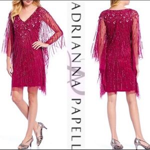 Adrianna Papell Beaded Short Kaftan Batwing Dress